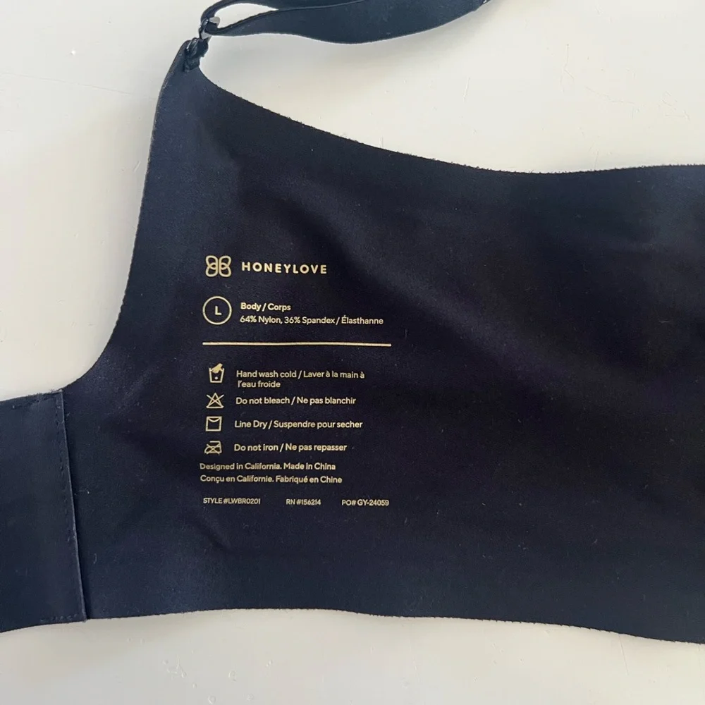 Honeylove Silhouette Wireless Seamless Bra In‎ Black Vamp Size Large